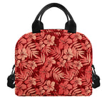 Red Hawaiian Tropical Pattern Print Insulated Lunch Bag
