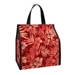 Red Hawaiian Tropical Pattern Print Insulated Lunch Tote