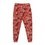 Red Hawaiian Tropical Pattern Print Jogger Pants
