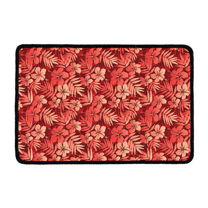 Red Hawaiian Tropical Pattern Print Kitchen Mat