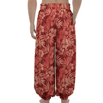 Red Hawaiian Tropical Pattern Print Lantern Pants