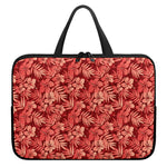 Red Hawaiian Tropical Pattern Print Laptop Sleeve With Handle