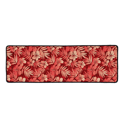 Red Hawaiian Tropical Pattern Print Long Kitchen Mat