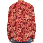 Red Hawaiian Tropical Pattern Print Long Sleeve Baseball Jersey