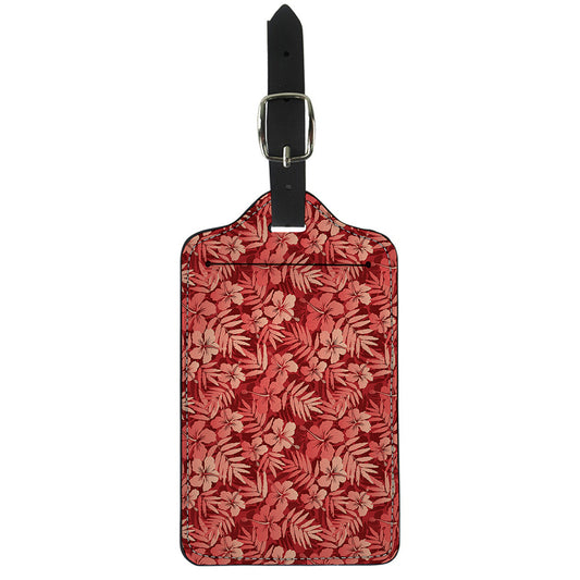 Red Hawaiian Tropical Pattern Print Luggage Tag