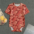 Red Hawaiian Tropical Pattern Print Men's Bodysuit