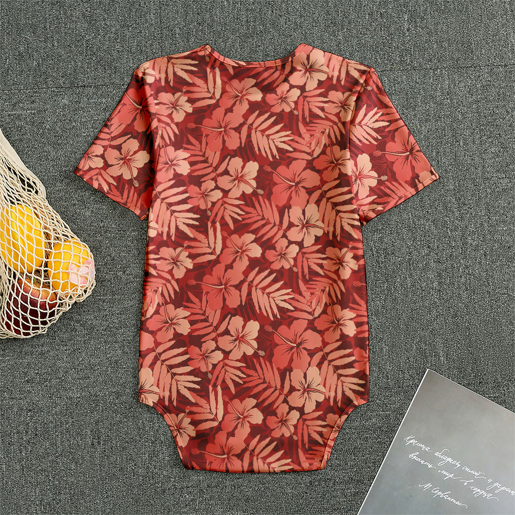 Red Hawaiian Tropical Pattern Print Men's Bodysuit