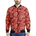Red Hawaiian Tropical Pattern Print Men's Bomber Jacket