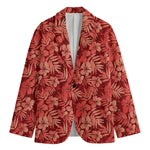 Red Hawaiian Tropical Pattern Print Men's Cotton Blazer