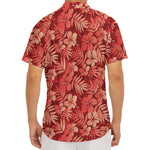 Red Hawaiian Tropical Pattern Print Men's Deep V-Neck Shirt