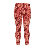 Red Hawaiian Tropical Pattern Print Men's leggings