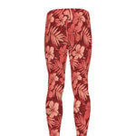 Red Hawaiian Tropical Pattern Print Men's leggings
