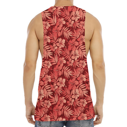 Red Hawaiian Tropical Pattern Print Men's Muscle Tank Top