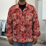 Red Hawaiian Tropical Pattern Print Men's Shirt Jacket
