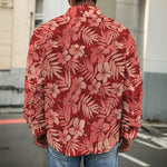 Red Hawaiian Tropical Pattern Print Men's Shirt Jacket