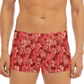 Red Hawaiian Tropical Pattern Print Men's Short Boxer Briefs
