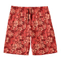 Red Hawaiian Tropical Pattern Print Men's Swim Trunks