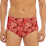 Red Hawaiian Tropical Pattern Print Men's Triangle Swim Briefs