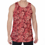 Red Hawaiian Tropical Pattern Print Men's Velvet Tank Top