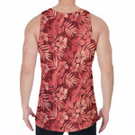 Red Hawaiian Tropical Pattern Print Men's Velvet Tank Top