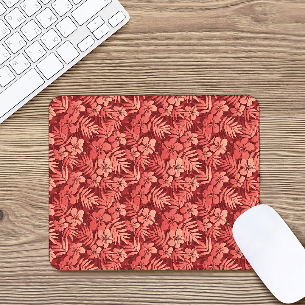 Red Hawaiian Tropical Pattern Print Mouse Pad