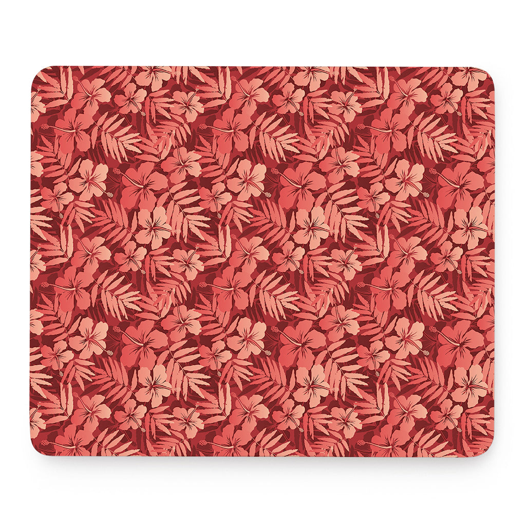 Red Hawaiian Tropical Pattern Print Mouse Pad