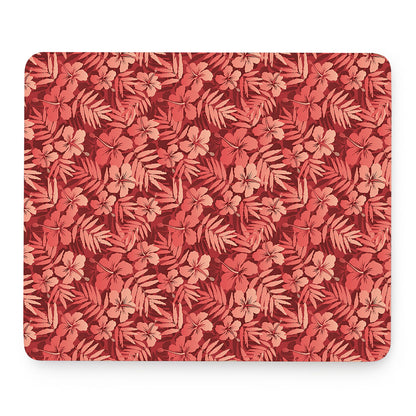 Red Hawaiian Tropical Pattern Print Mouse Pad
