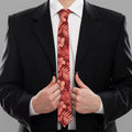 Red Hawaiian Tropical Pattern Print Necktie