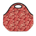 Red Hawaiian Tropical Pattern Print Neoprene Lunch Bag