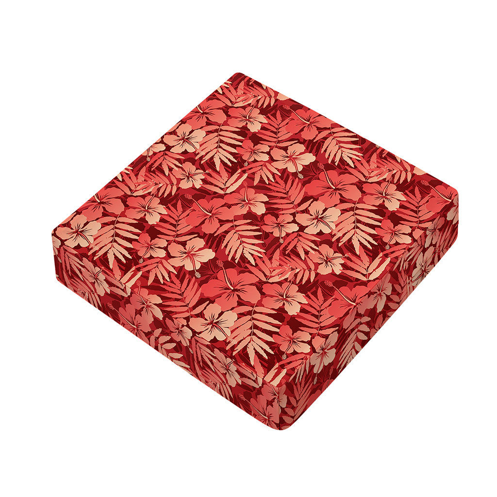 Red Hawaiian Tropical Pattern Print Outdoor Seat Cushion Cover