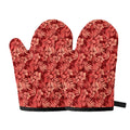 Red Hawaiian Tropical Pattern Print Oven Mitts