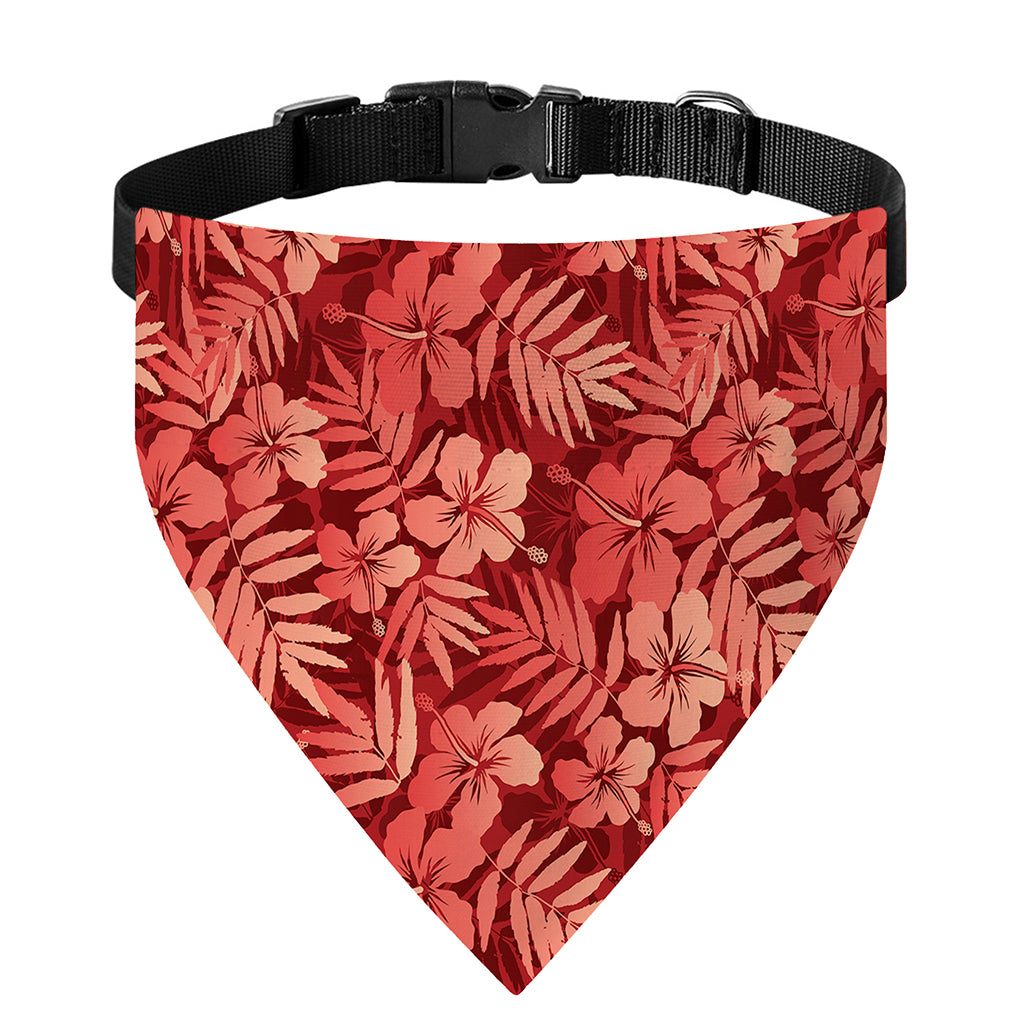 Red Hawaiian Tropical Pattern Print Over The Collar Dog Bandana