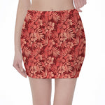 Red Hawaiian Tropical Pattern Print Pencil Mini Skirt