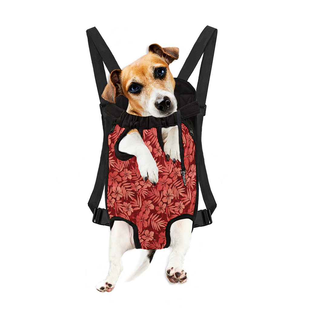 Red Hawaiian Tropical Pattern Print Pet Carrier Backpack