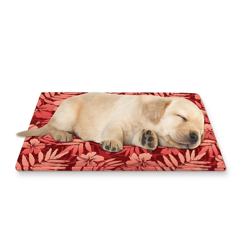 Red Hawaiian Tropical Pattern Print Pet Cooling Mat Cover