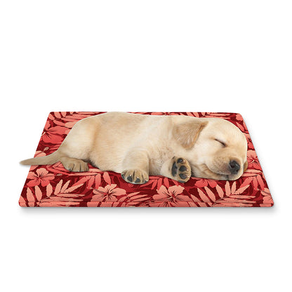 Red Hawaiian Tropical Pattern Print Pet Cooling Mat Cover