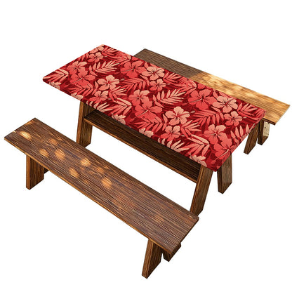 Red Hawaiian Tropical Pattern Print Picnic Table Cover