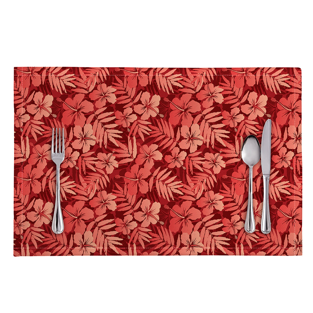 Red Hawaiian Tropical Pattern Print Placemat