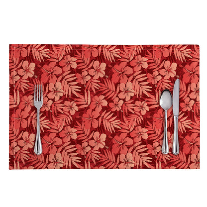 Red Hawaiian Tropical Pattern Print Placemat