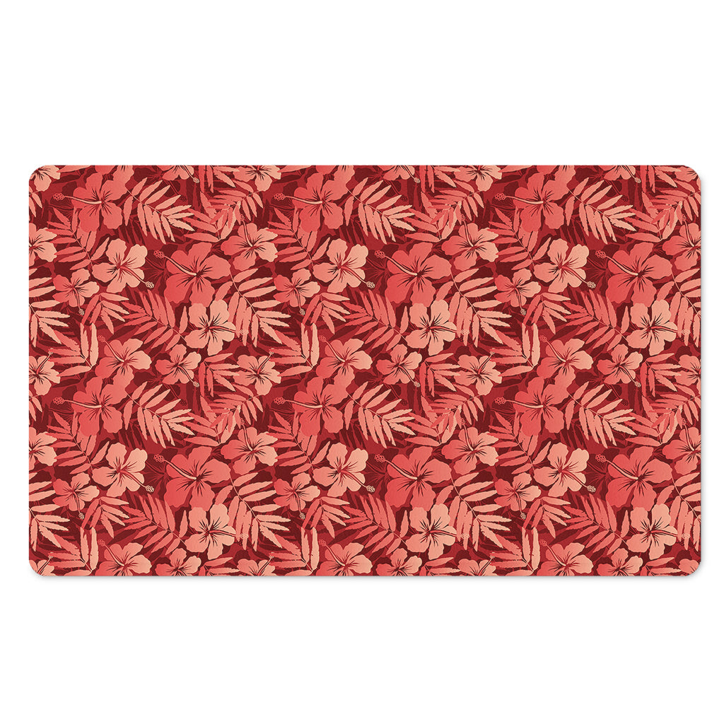 Red Hawaiian Tropical Pattern Print Polyester Doormat