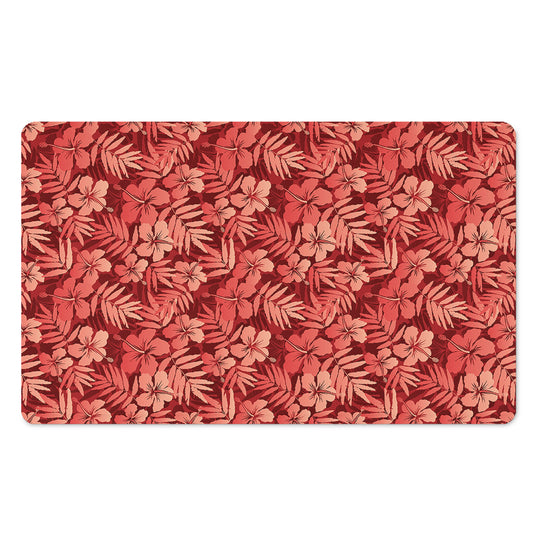 Red Hawaiian Tropical Pattern Print Polyester Doormat