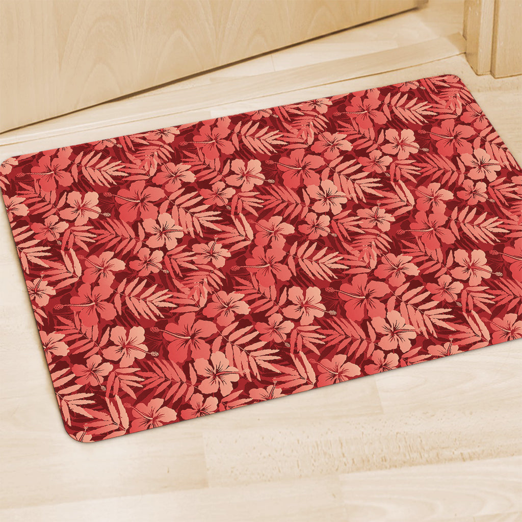 Red Hawaiian Tropical Pattern Print Polyester Doormat