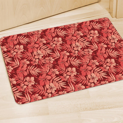 Red Hawaiian Tropical Pattern Print Polyester Doormat