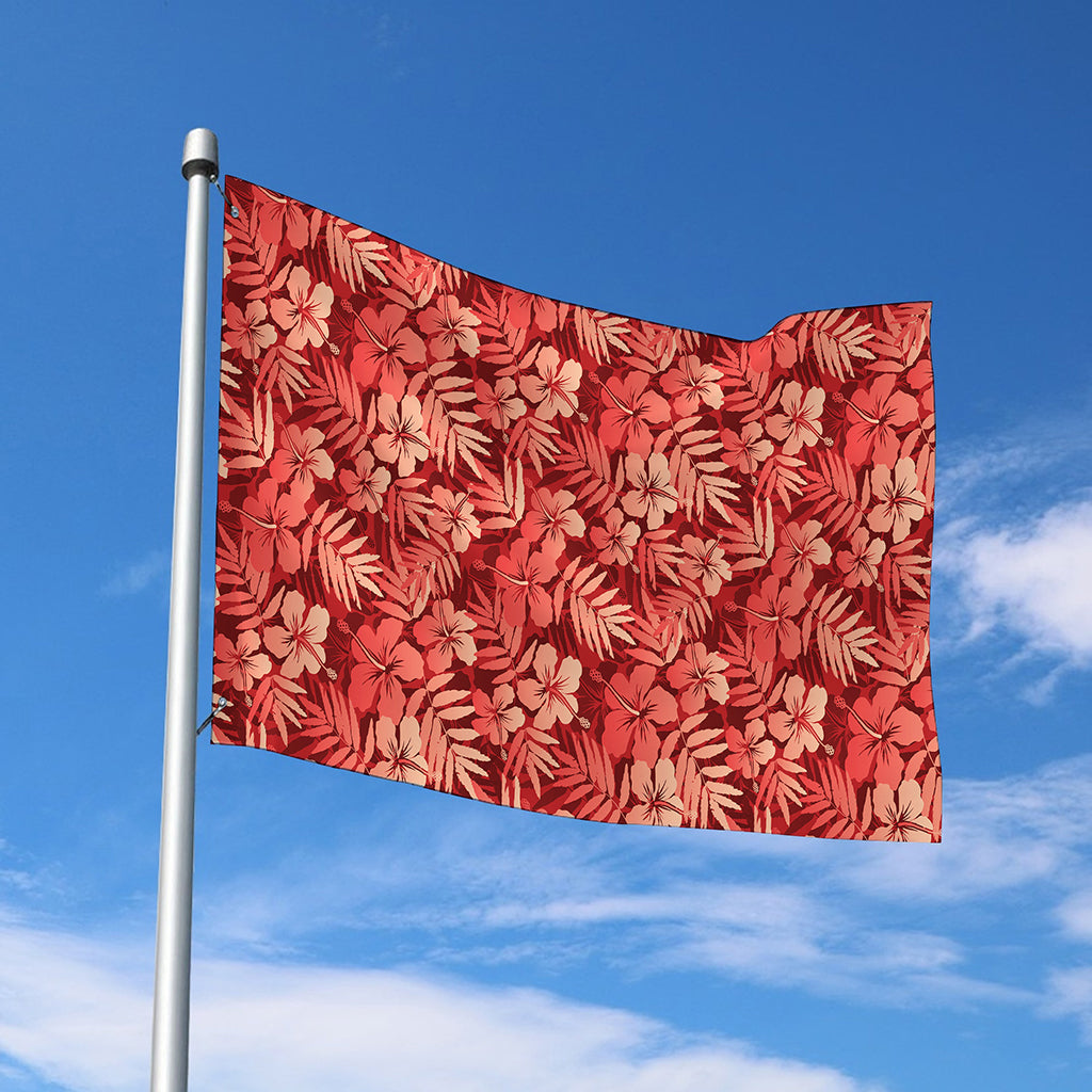 Red Hawaiian Tropical Pattern Print Polyester Flag