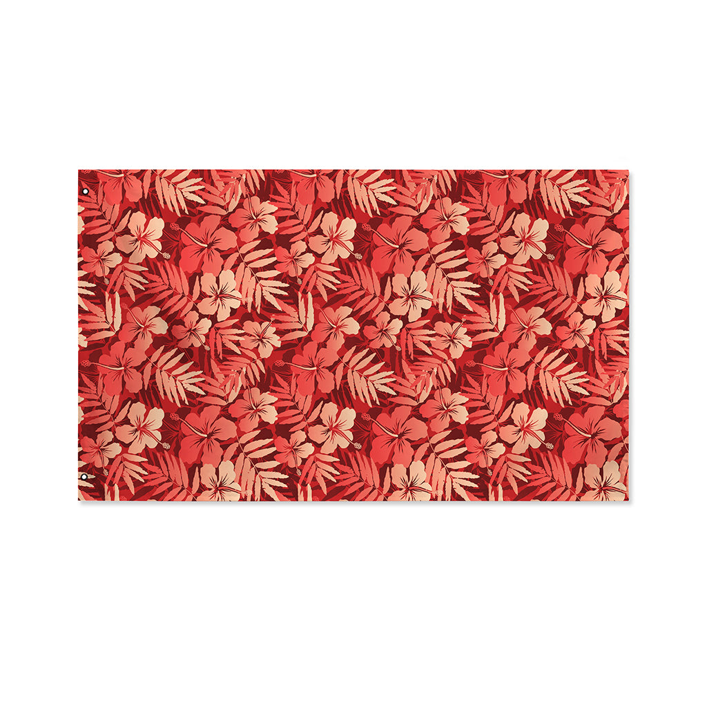 Red Hawaiian Tropical Pattern Print Polyester Flag