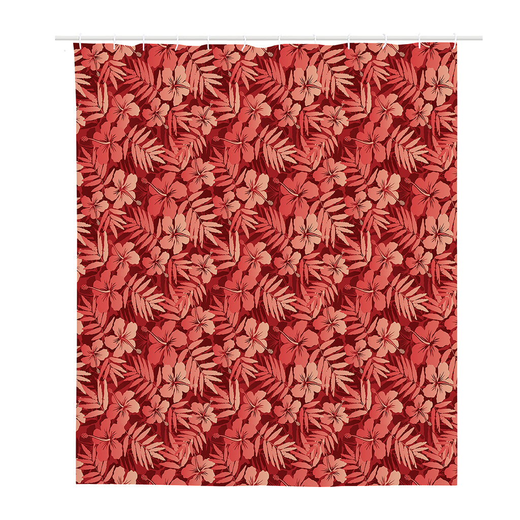 Red Hawaiian Tropical Pattern Print Polyester Shower Curtain