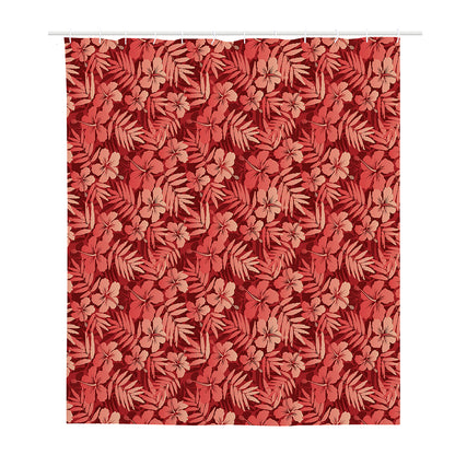 Red Hawaiian Tropical Pattern Print Polyester Shower Curtain