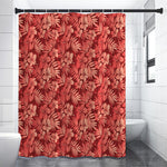 Red Hawaiian Tropical Pattern Print Premium Shower Curtain
