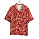 Red Hawaiian Tropical Pattern Print Rayon Hawaiian Shirt
