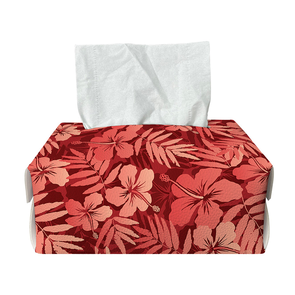 Red Hawaiian Tropical Pattern Print Rectangle Tissue Box Cover